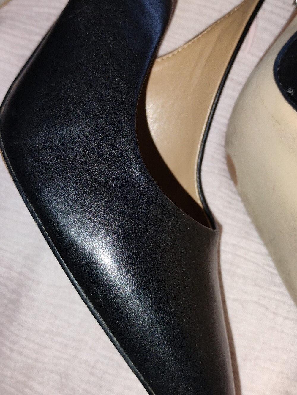 Sam Edelman Black Leather Pointed Toe Slingback Heels - Picture 10 of 14